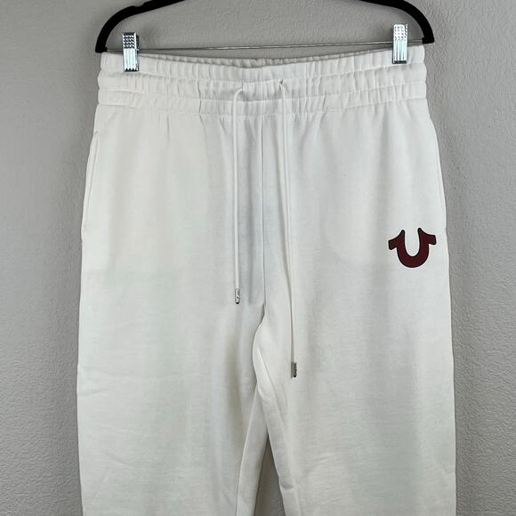 True Religion Winter White Collegiate Boyfriend Jogger Sweatpants Medium NWT - Picture 6 of 12